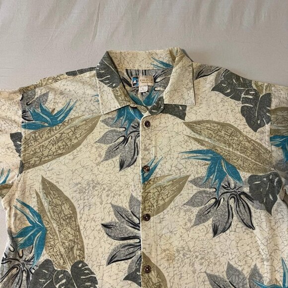 Kahala Hawaiian Button Up Aloha Shirt Made in the USA Men Size L Tropical Floral - Picture 1 of 6